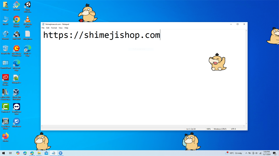 Psyduck Shimeji on Desktop