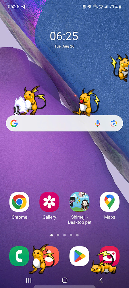 Raichu Shimeji on Mobile