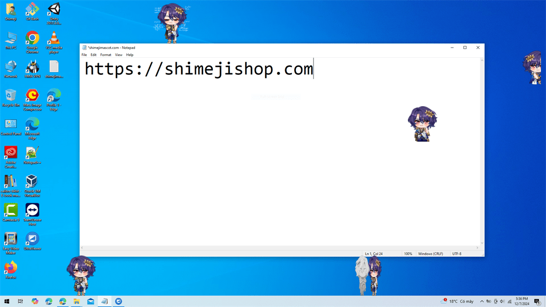 Ratiorine Shimeji on Desktop