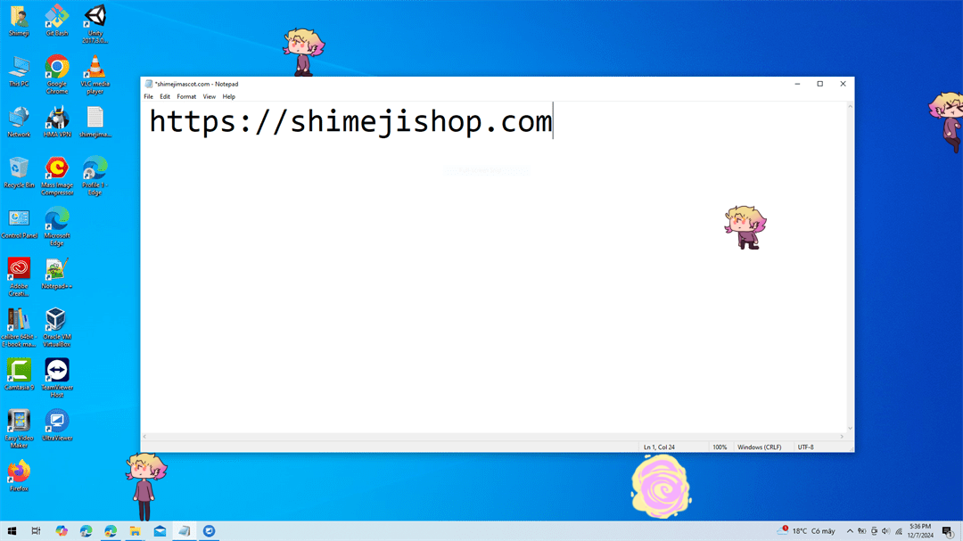 Rave Shimeji on Desktop