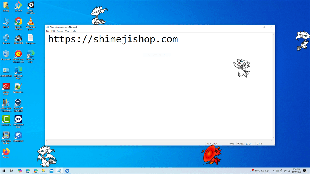 Reshriram Shimeji on Desktop