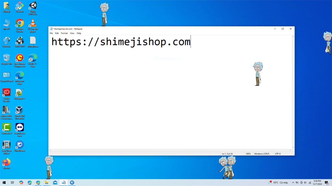 Rick Shimeji on Desktop