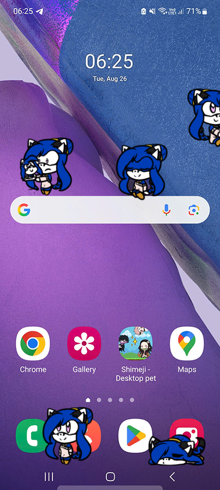 Riszi Shimeji on Mobile