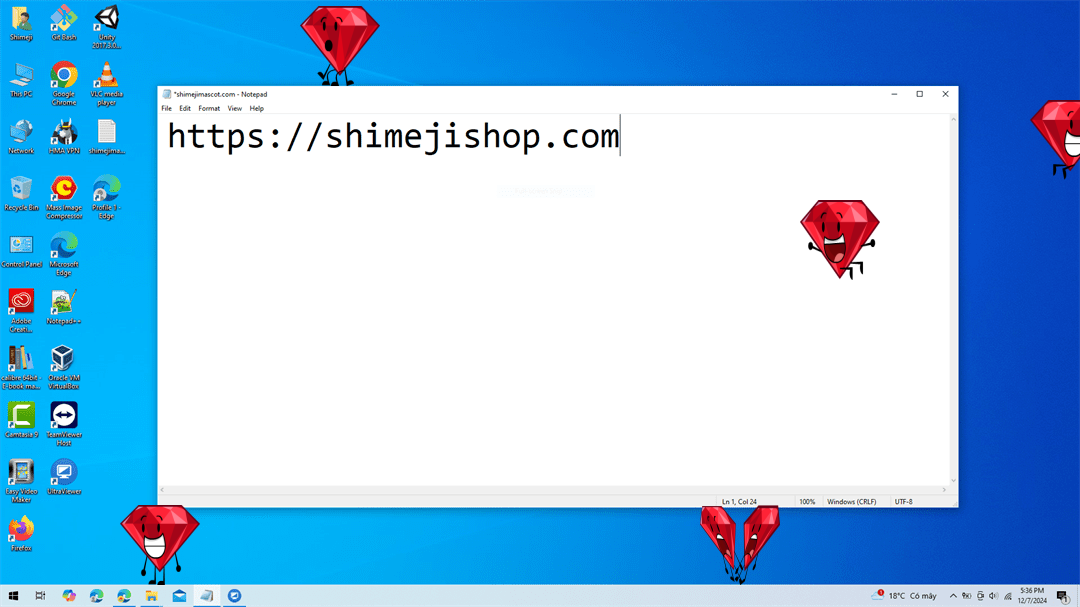 Ruby Shimeji on Desktop