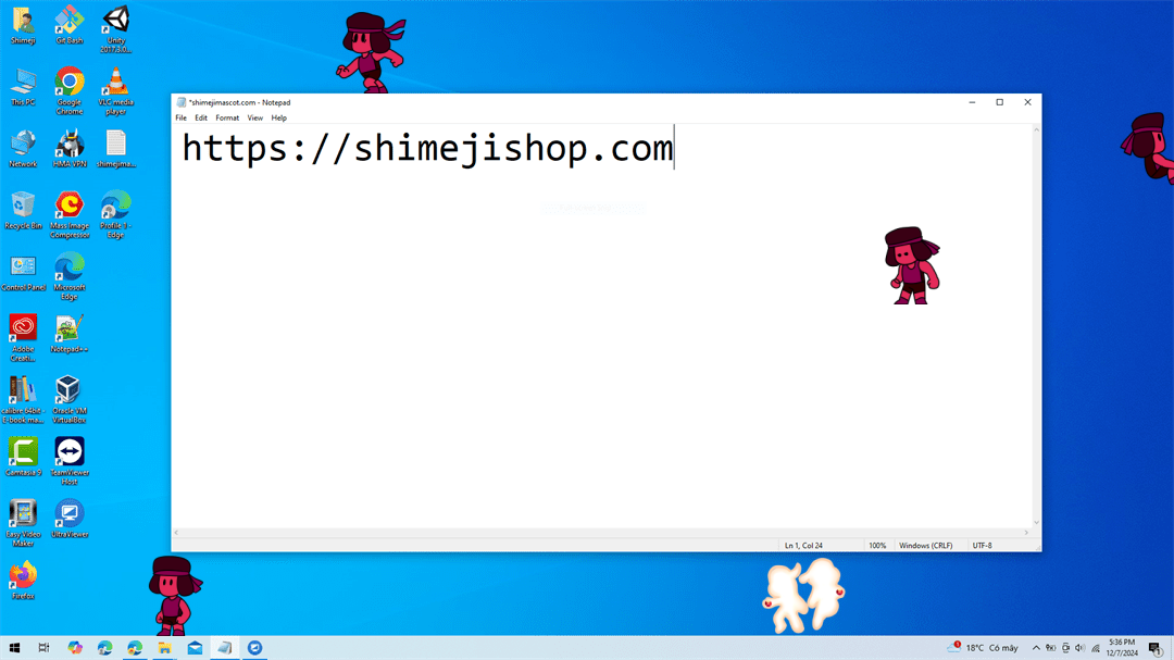 Ruby Shimeji on Desktop