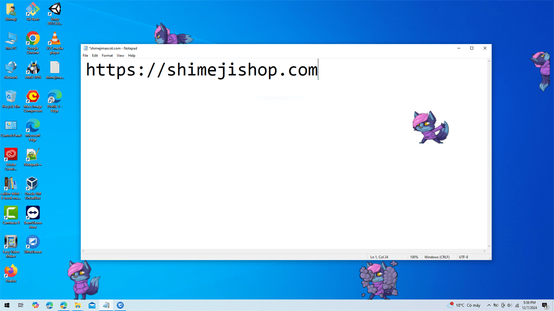 Ryuuko Shimeji on Desktop
