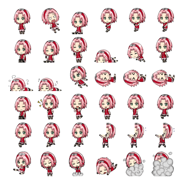 Sakura Shimeji Sprite Preview
