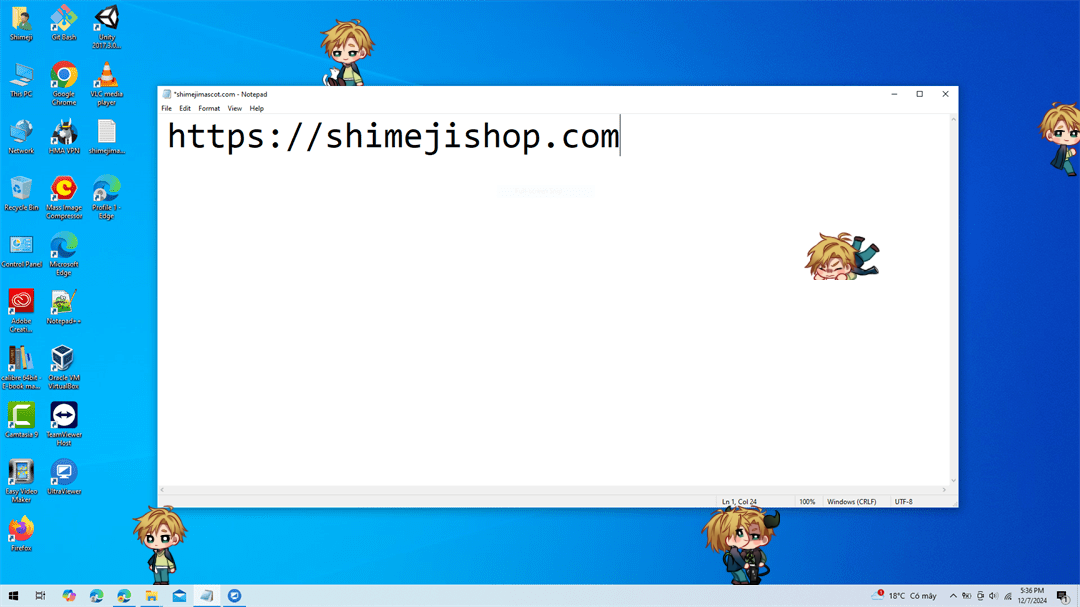 Satan Shimeji on Desktop
