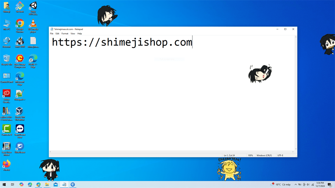 Satoru Shimeji on Desktop
