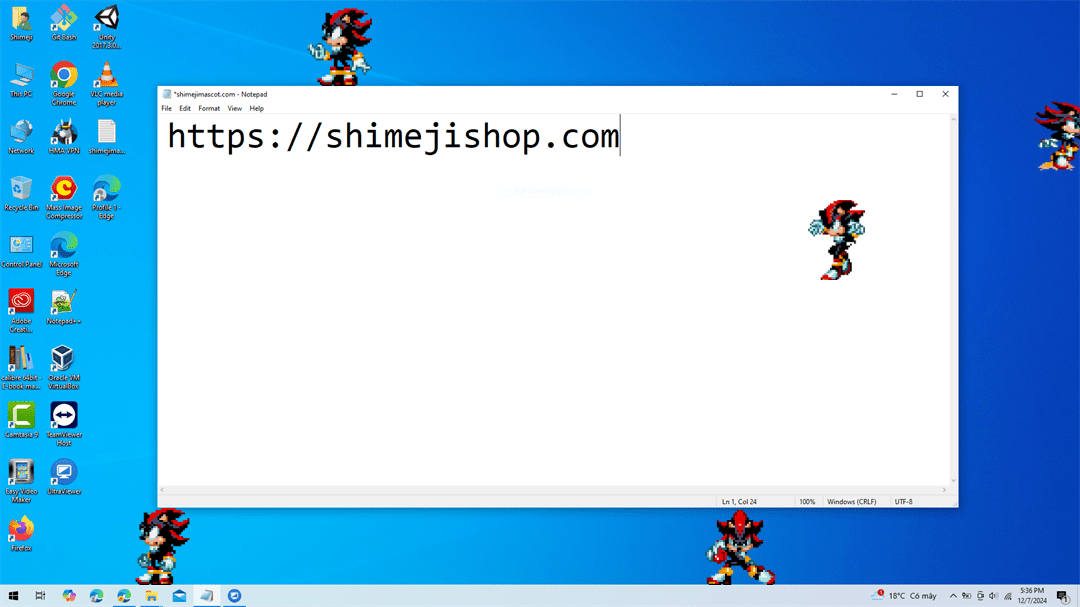Shadow Shimeji on Desktop