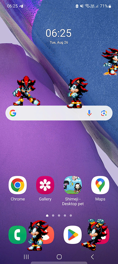 Shadow Shimeji on Mobile