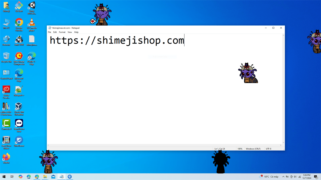 Shamura Shimeji on Desktop