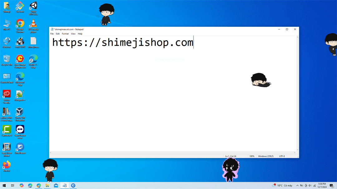 Shigeo Kageyama Shimeji on Desktop