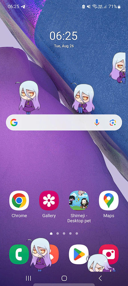 Shiro Shimeji on Mobile
