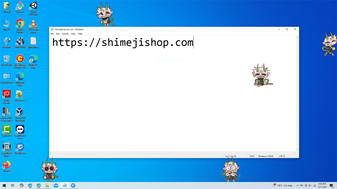 Shuriken Shimeji on Desktop