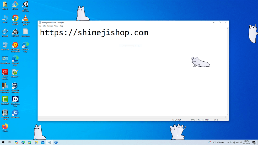 Slugcat Shimeji on Desktop