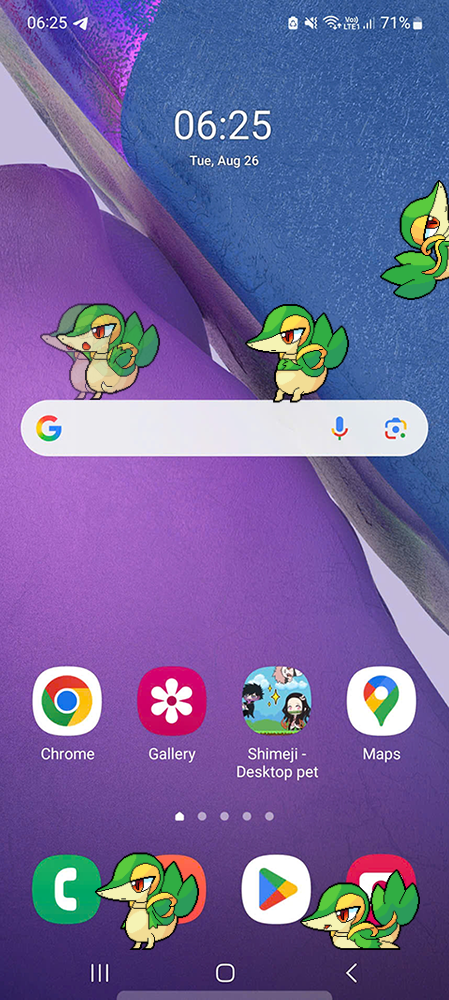 Snivy Shimeji on Mobile
