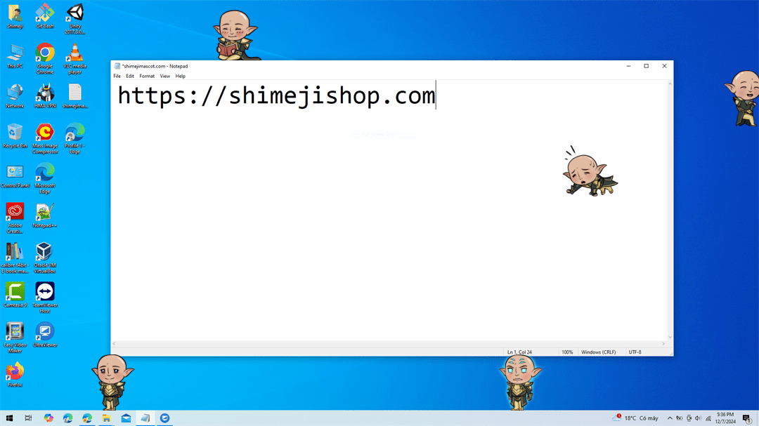 Solas Shimeji on Desktop