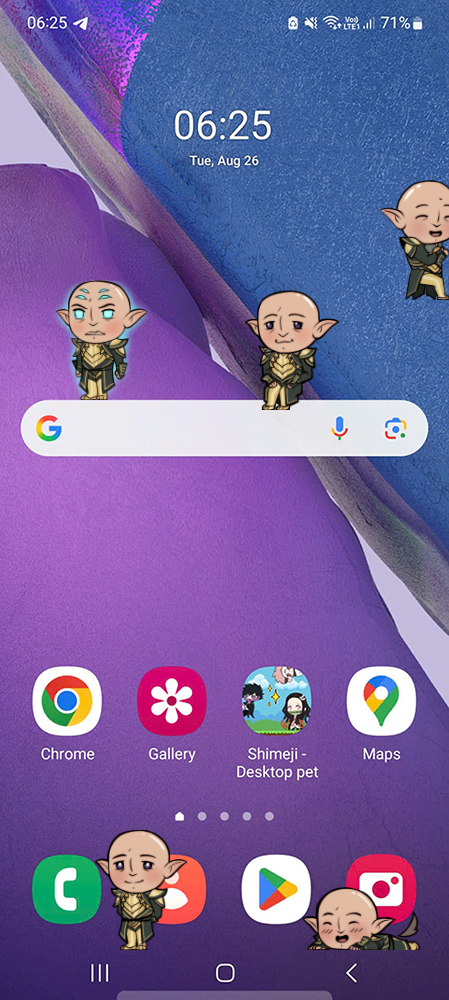 Solas Shimeji on Mobile