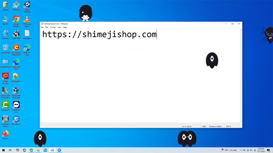 SOMETHING Shimeji on Desktop
