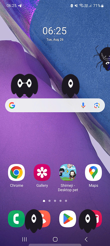 SOMETHING Shimeji on Mobile