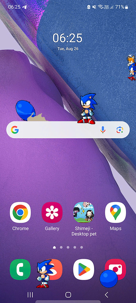 Sonic Shimeji on Mobile