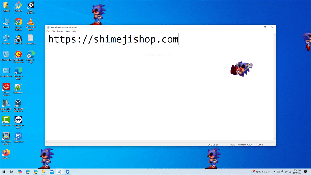 Sonic.exe Shimeji on Desktop