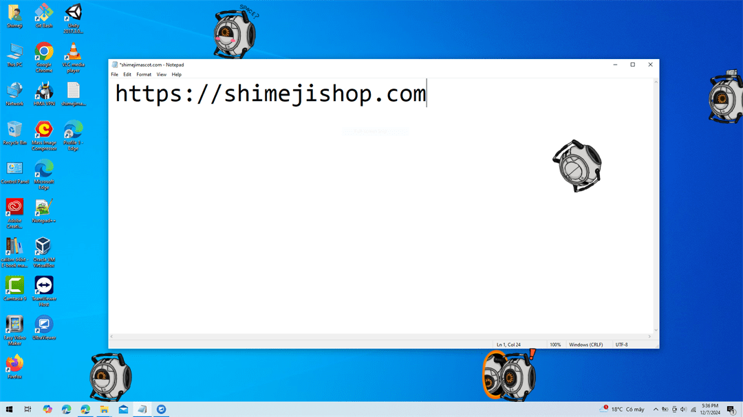 Space Core Shimeji on Desktop