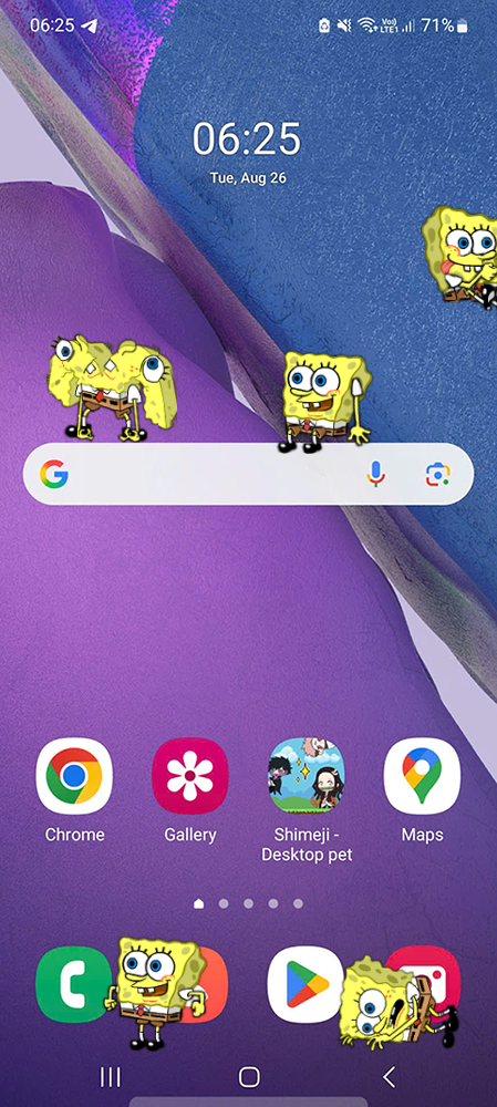 SpongeBob Shimeji on Mobile