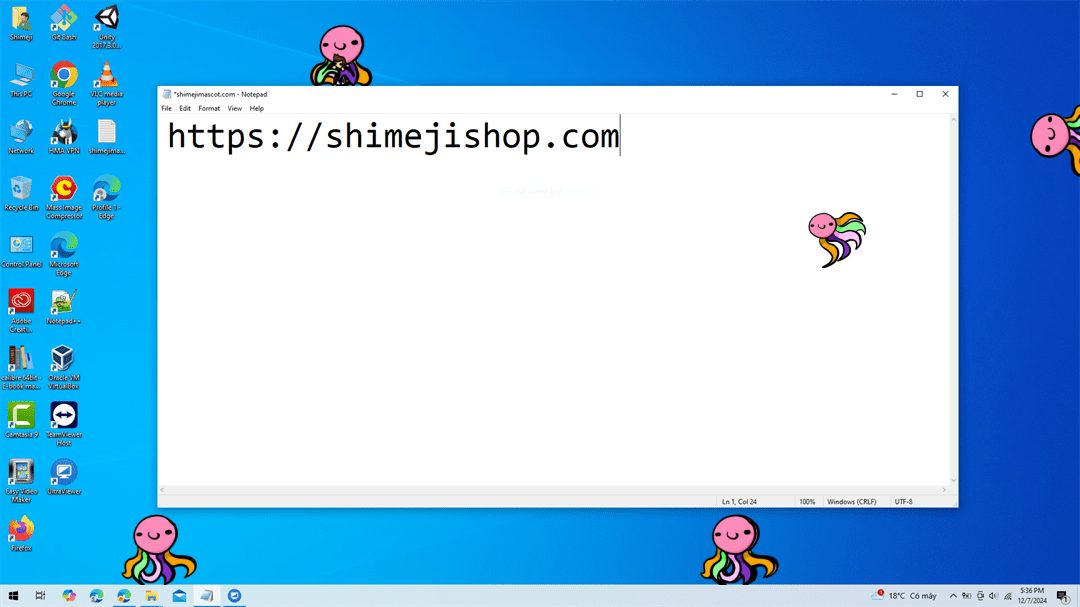 Squigly Shimeji on Desktop