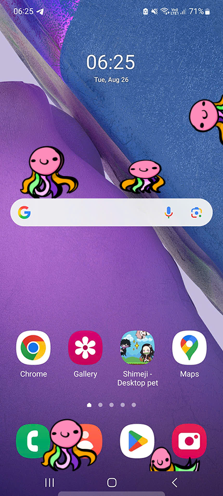 Squigly Shimeji on Mobile