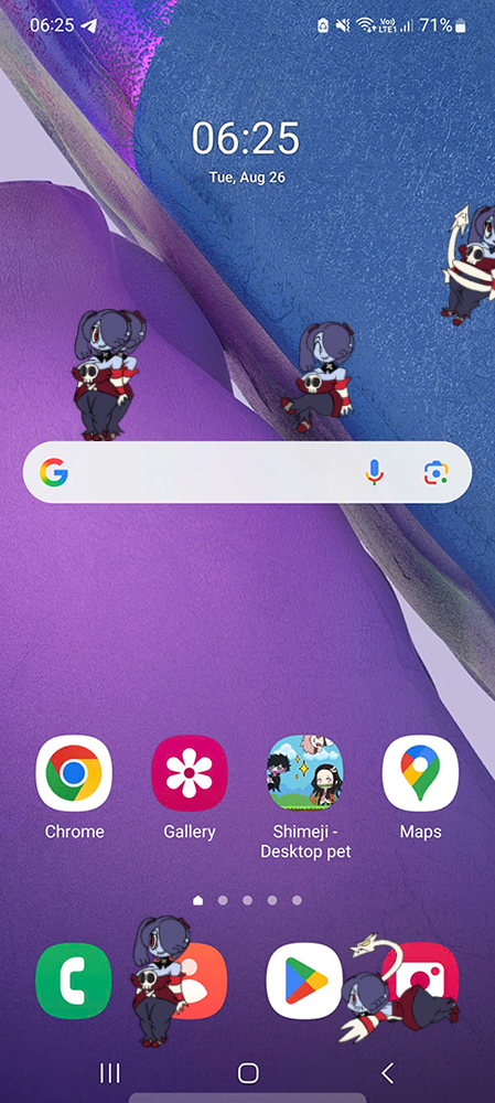 Squigly Shimeji on Mobile