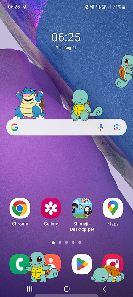 Squirtle Shimeji on Mobile