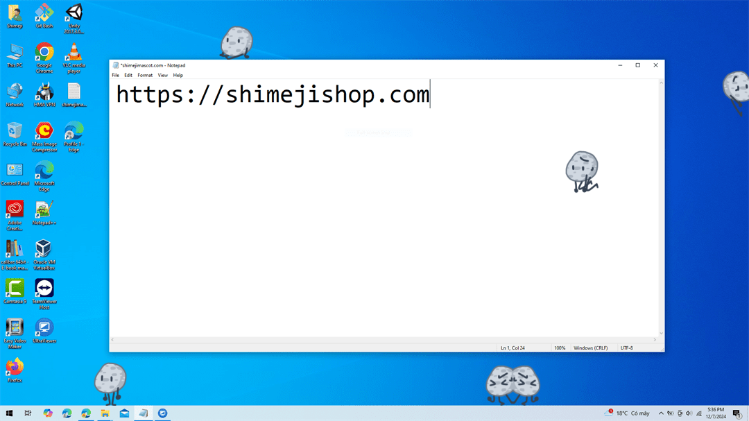 Stone Shimeji on Desktop