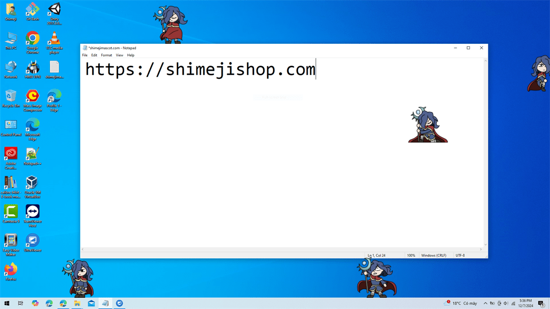 Streibough Shimeji on Desktop