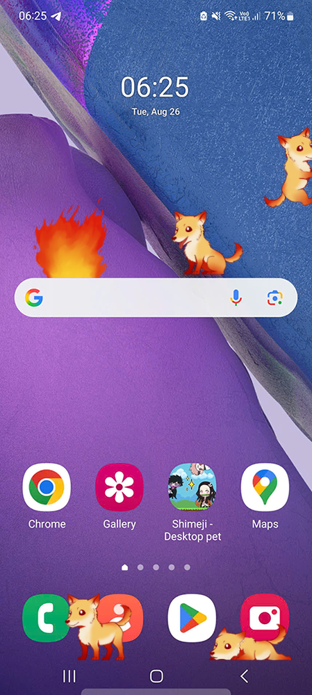 Sundog Shimeji on Mobile