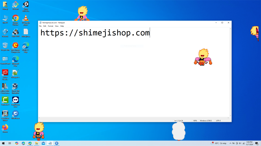 Sunstone Shimeji on Desktop