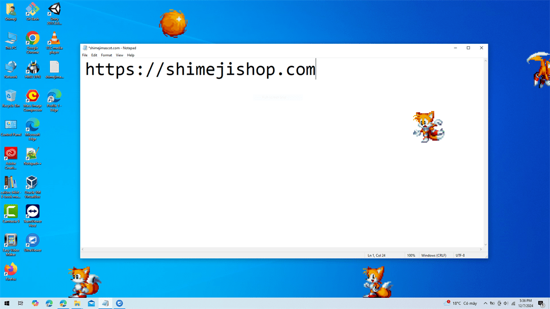 Tails Shimeji on Desktop