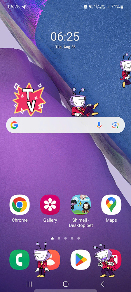 Tenna Shimeji on Mobile