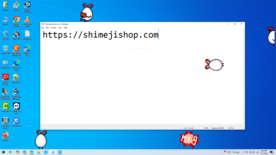 Tilin Shimeji on Desktop
