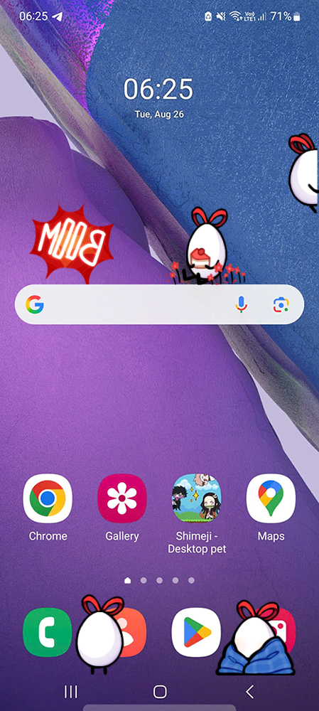 Tilin Shimeji on Mobile
