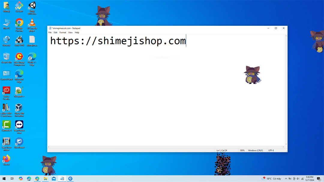 TWM Shimeji on Desktop