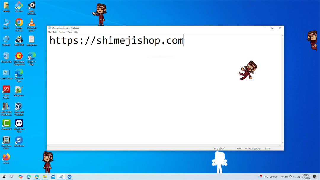 Tyler Shimeji on Desktop
