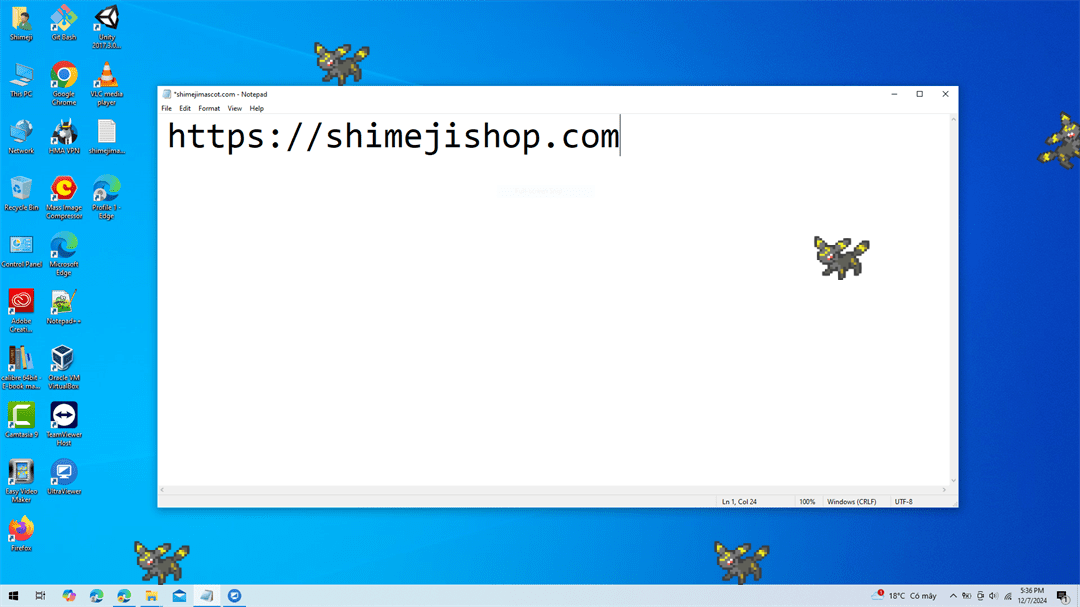 Umbreon Shimeji on Desktop