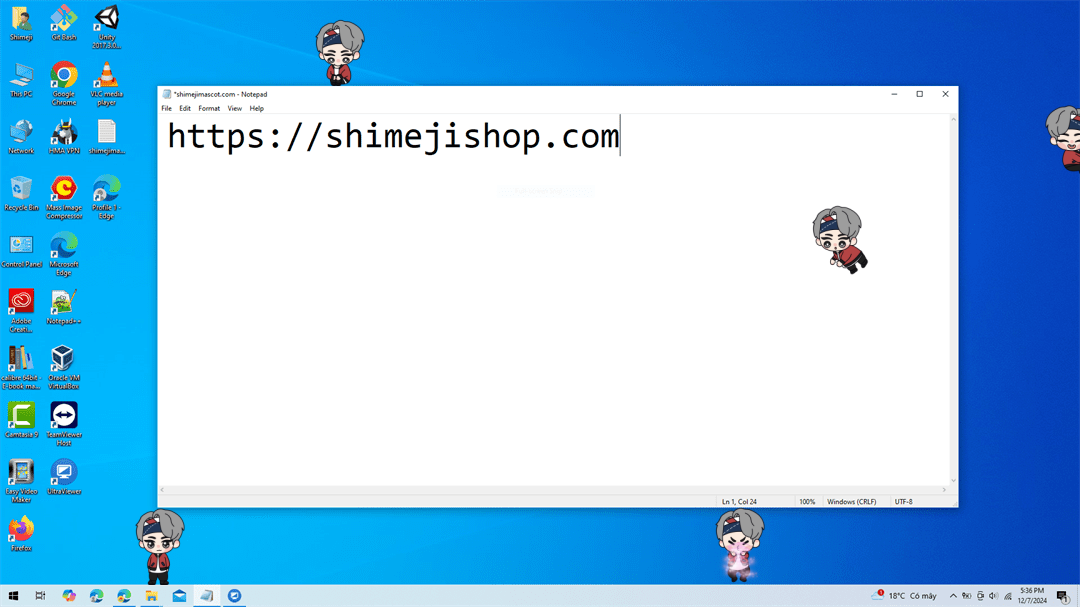 V - TinyTan Shimeji on Desktop