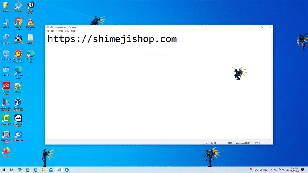 V1 Shimeji on Desktop
