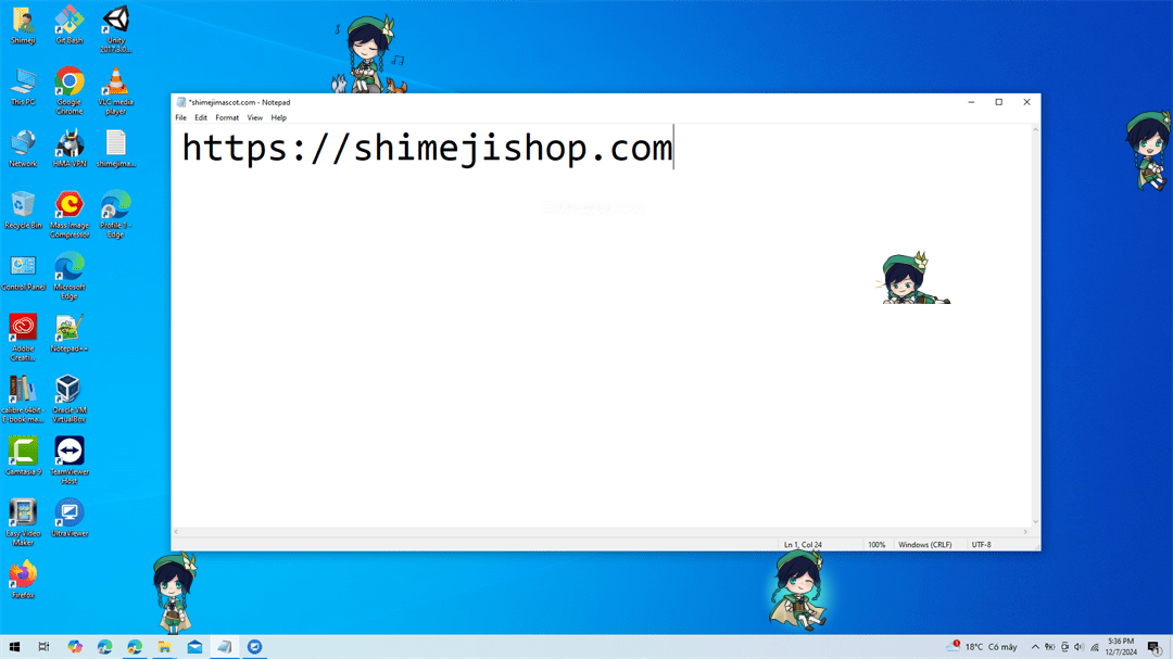 Venti Shimeji on Desktop