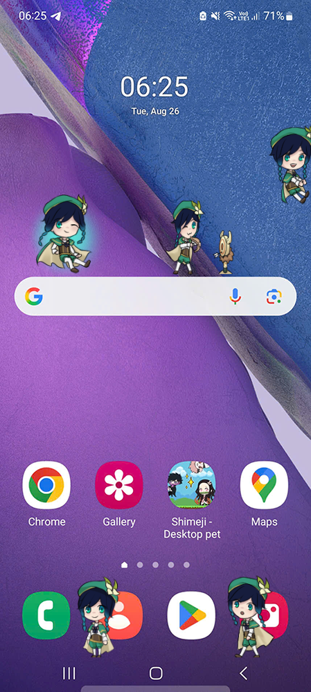 Venti Shimeji on Mobile