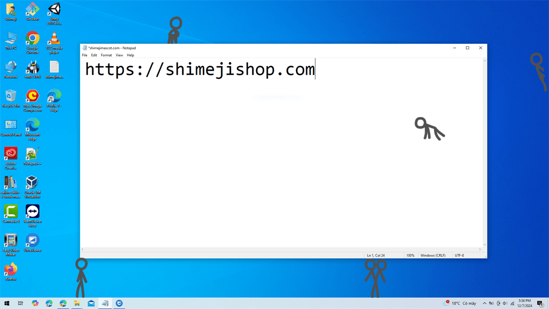 Victim Shimeji on Desktop