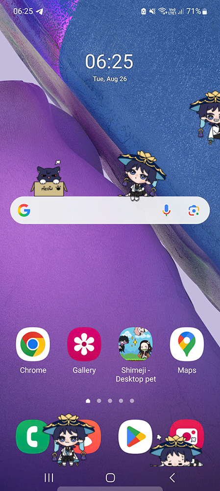 Wanderer Shimeji on Mobile